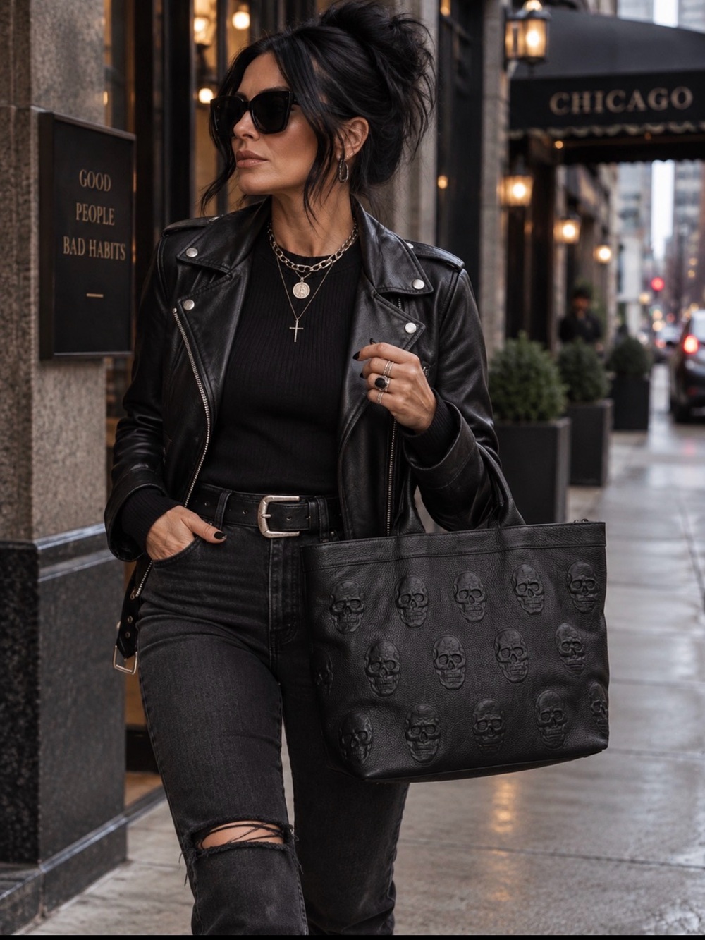 ❇️NWT❇️ iOpella Black Leather Skull Tote